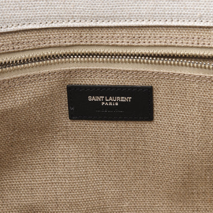 Saint Laurent Linen Calfskin Rive Gauche Tote Optic White 8 of 11