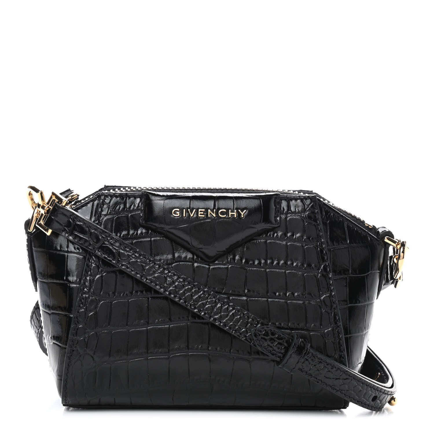 Givenchy Calfskin Crocodile Embossed Nano Antigona Black 1 of 9