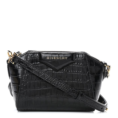 Givenchy Calfskin Crocodile Embossed Nano Antigona Black 1 of 9