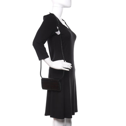 Balenciaga Calfskin Crocodile Embossed Touch Phone Holder With Strap Black 2 of 10