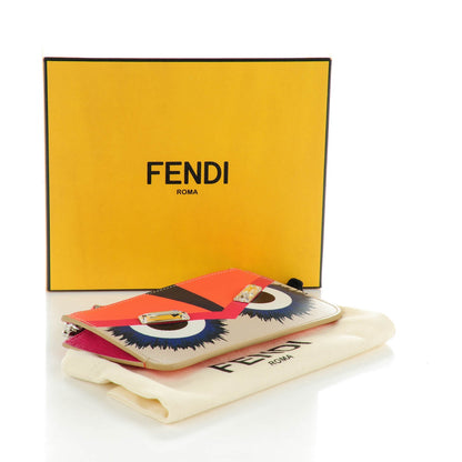 Fendi Saffiano Crystal Eye Monster Coin Pouch Key Case Bellini Multicolor 4 of 7