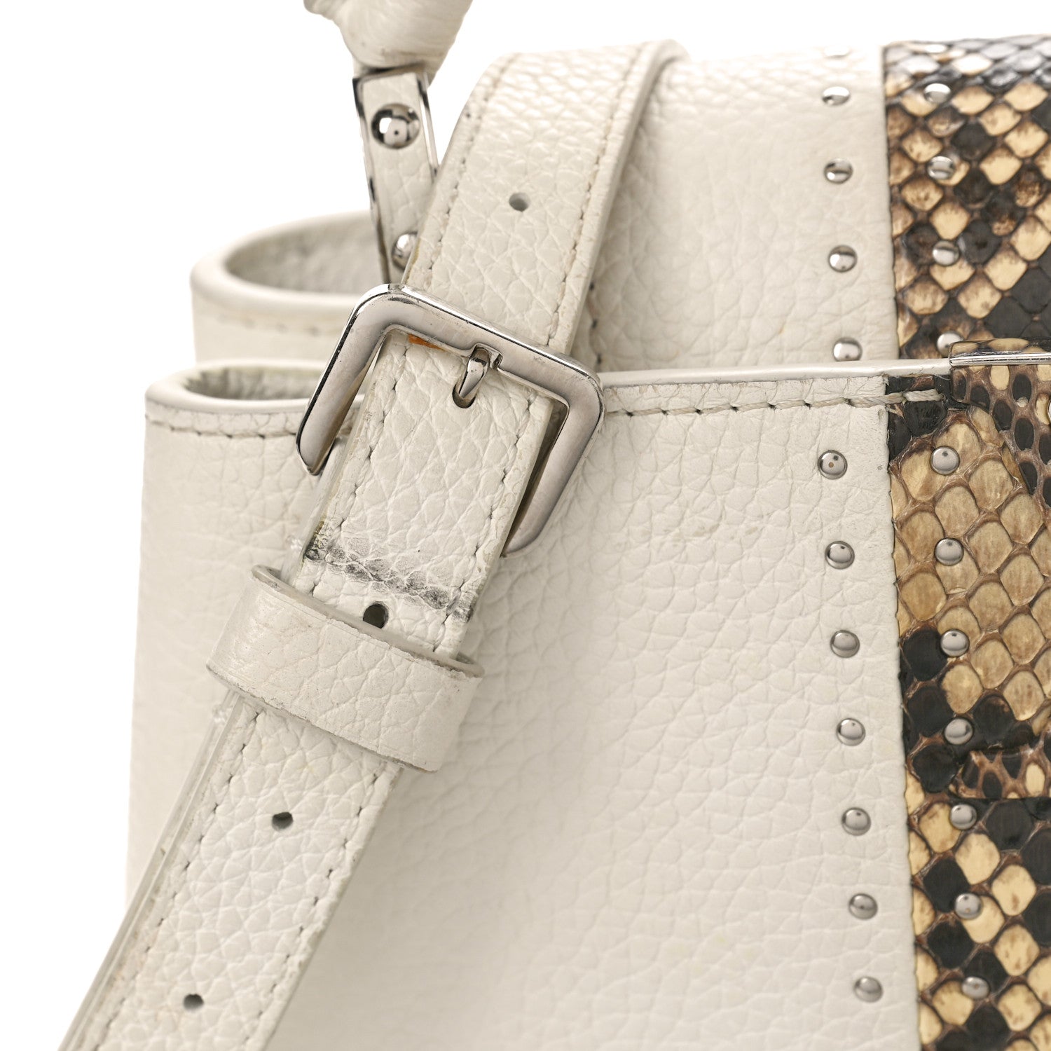 Louis Vuitton Taurillon Snakeskin Studded Capucines BB White 9 of 15