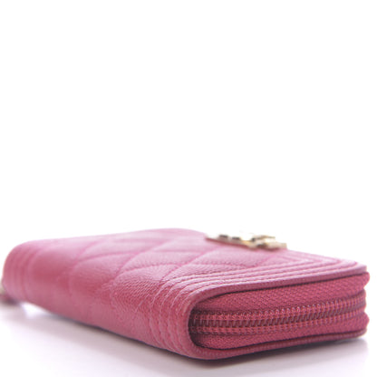 Chanel Caviar Quilted Boy Zip Around Coin Purse Wallet Dark Pink 7 of 11