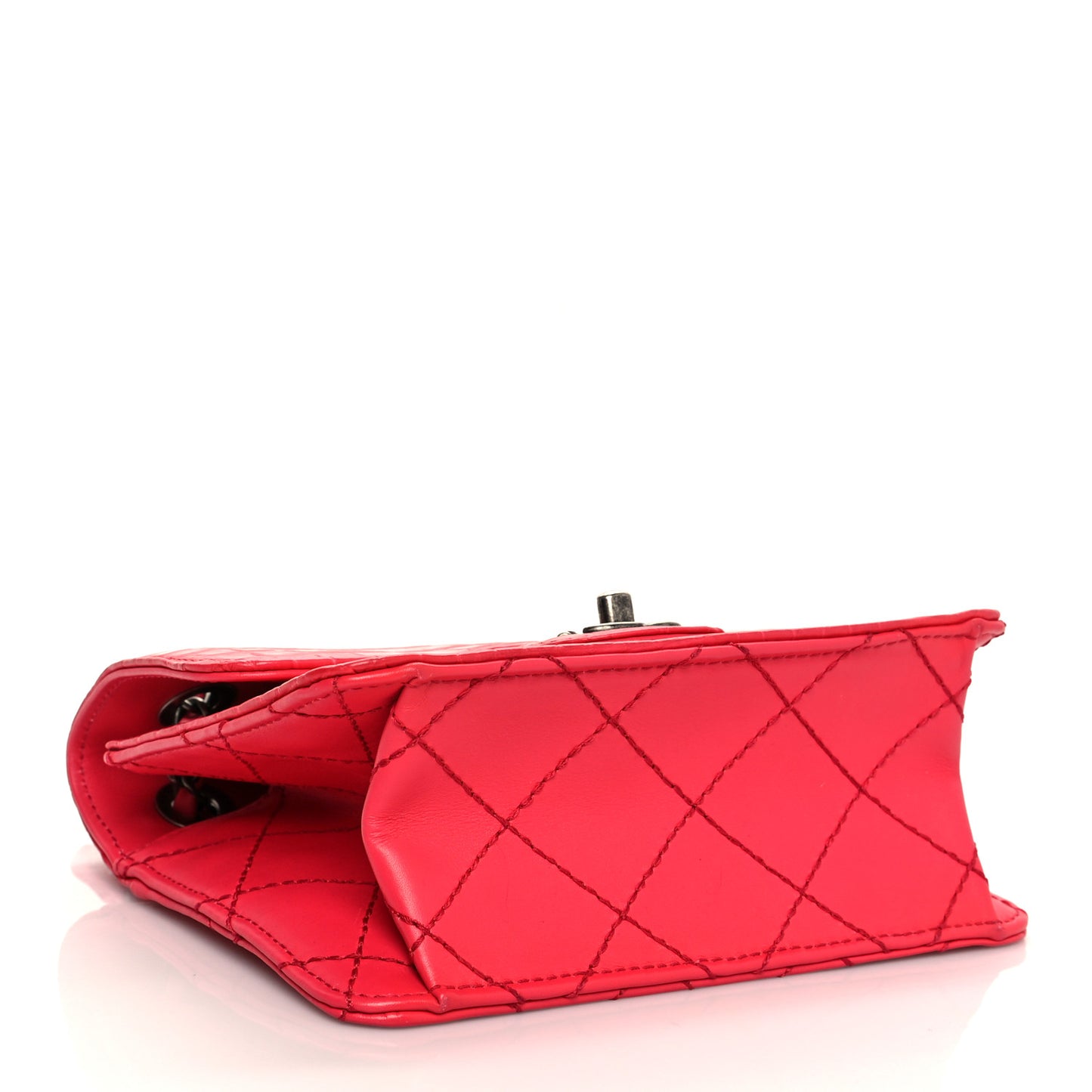 Alligator Stitched Mini Flap Pink