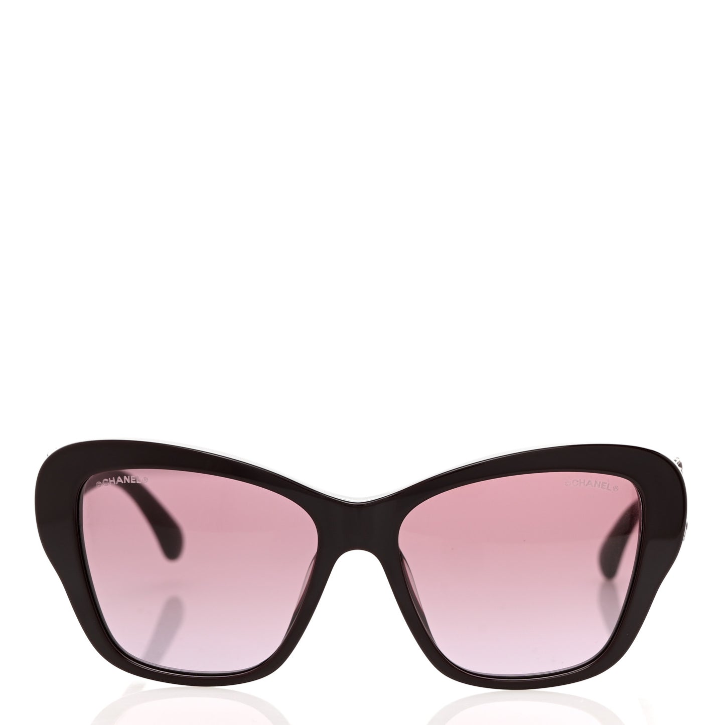 Acetate Lambskin Crystal Baguette Chain CC Sunglasses 5457-Q-A Burgundy