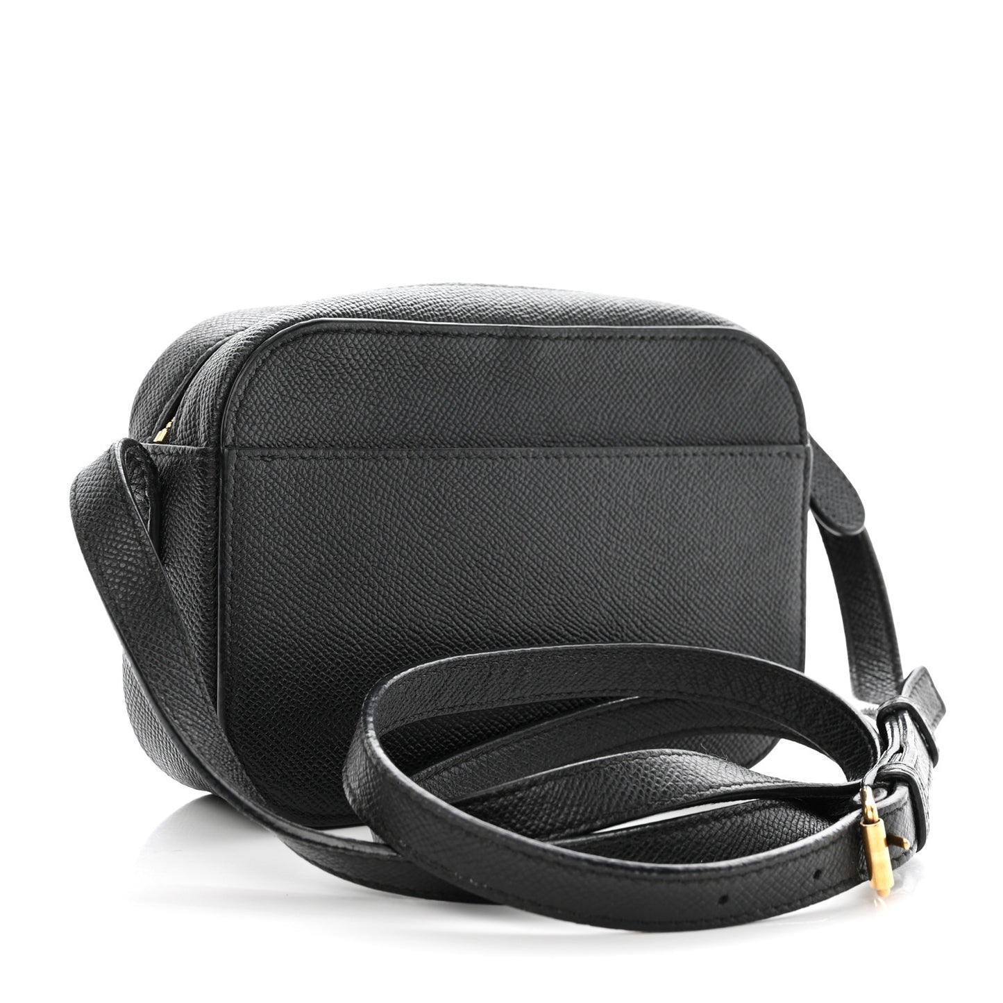 Signature Grained Calfskin Logo XS Ville Camera Bag Black White