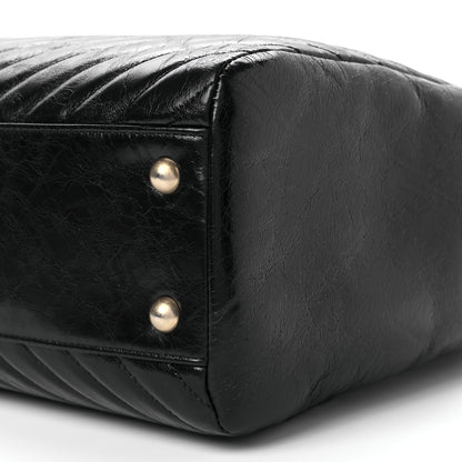 Chanel Aged Calfskin Chevron Quilted Shopping Tote Black 9 of 9