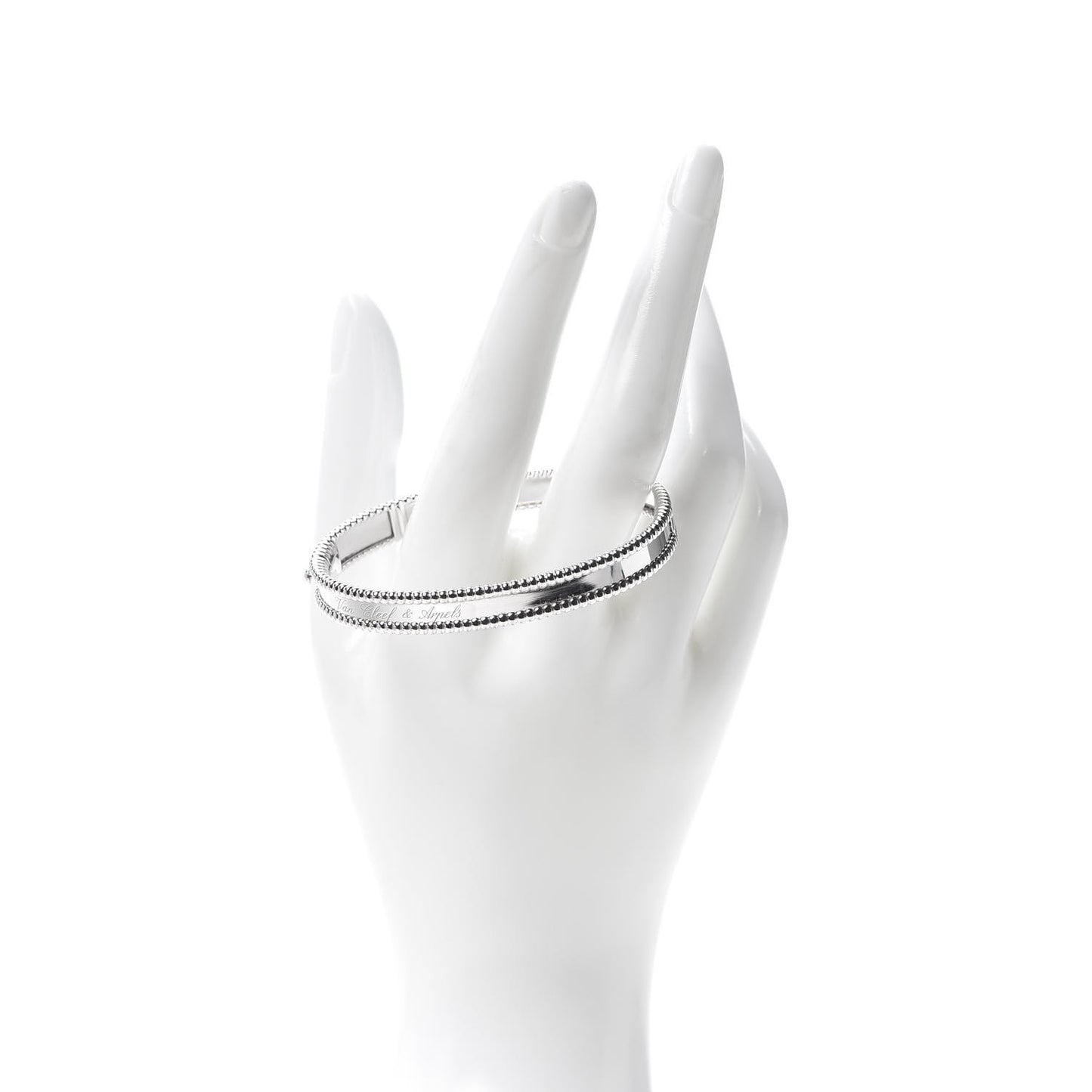 18K White Gold Perlee Signature Bangle Bracelet M
