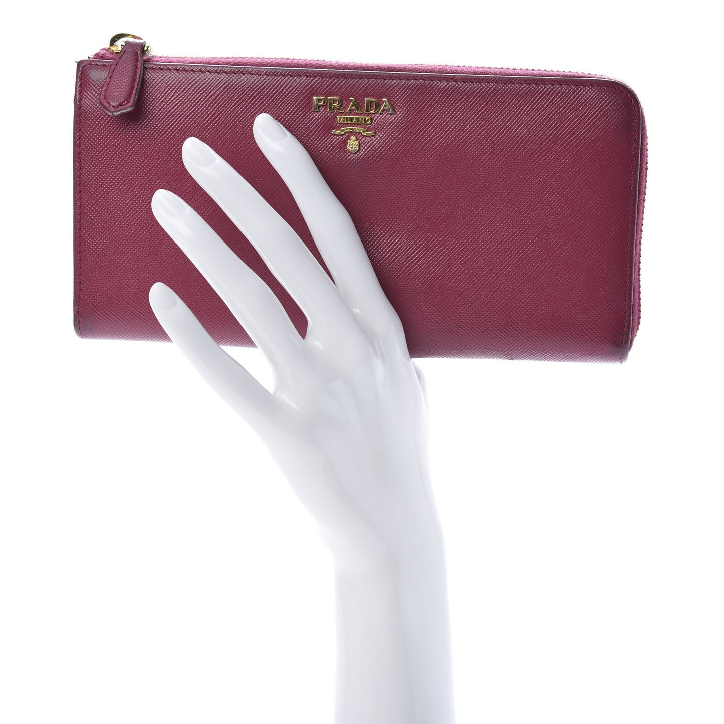 Saffiano Metal Zip Around Wallet Ametista