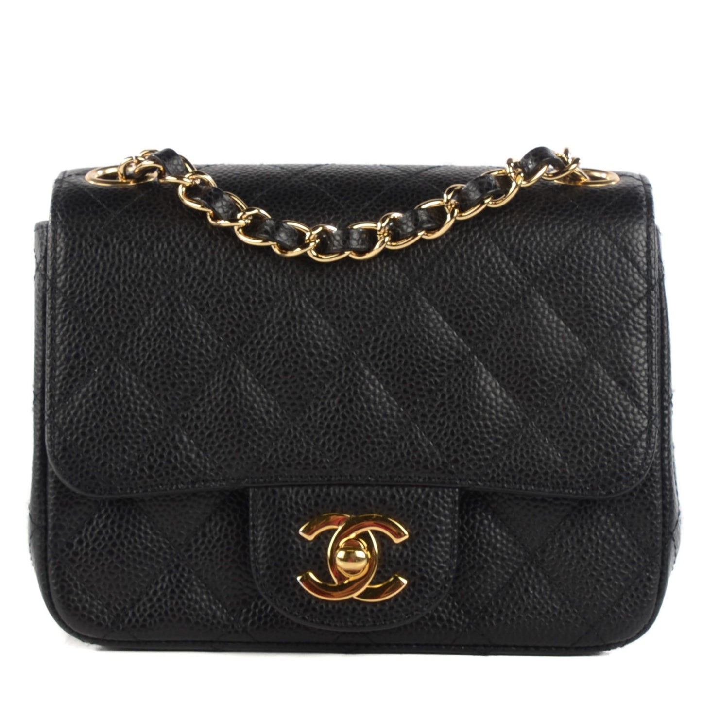 Caviar Quilted Mini Square Flap Black