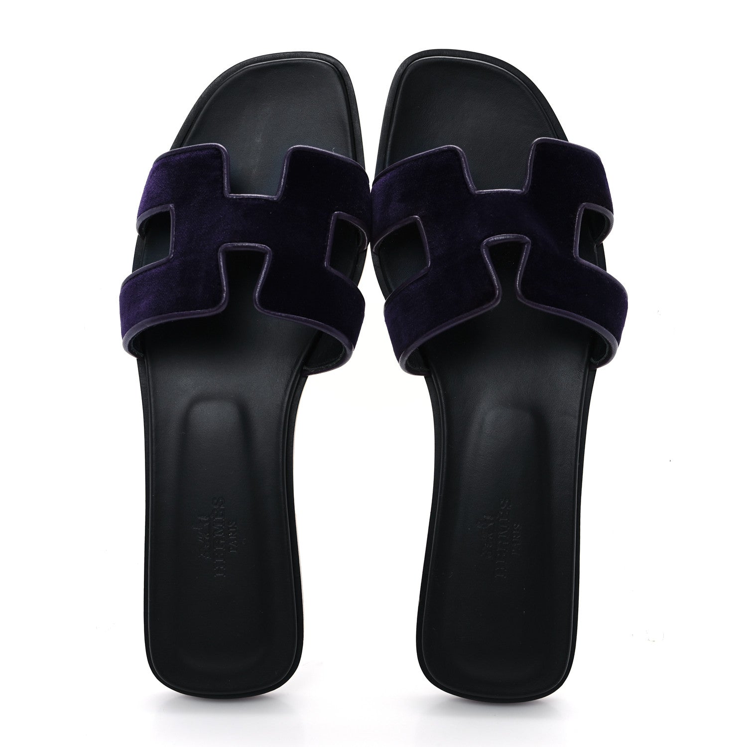Hermes Velvet Nappa Oran Sandals  38.5 Violet Fonce 2 of 10