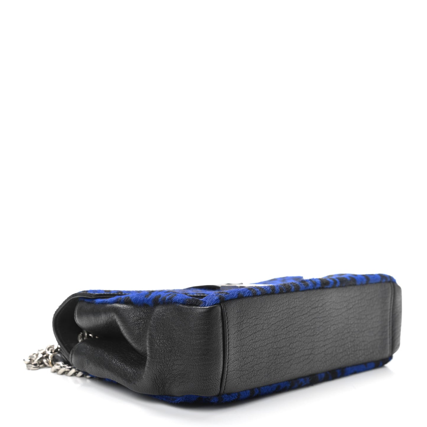 Pony Hair Calfskin Monogram Leopard Print Medium Punk Chain Bag Blue