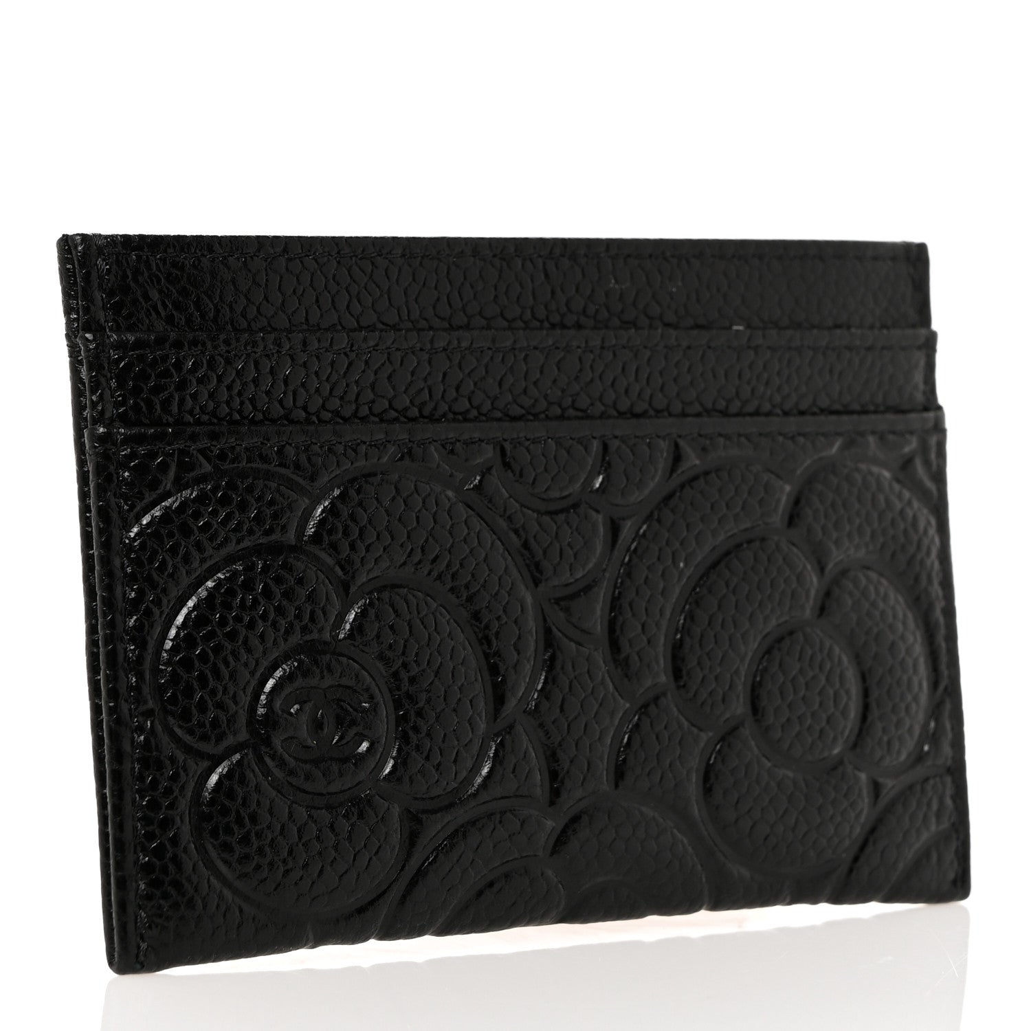 Chanel Caviar Camellia Embossed Card Holder Black 3 of 9