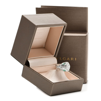 Bulgari 18K White Gold Diamond Emerald Serpenti Seduttori Ring 52 6 8 of 8