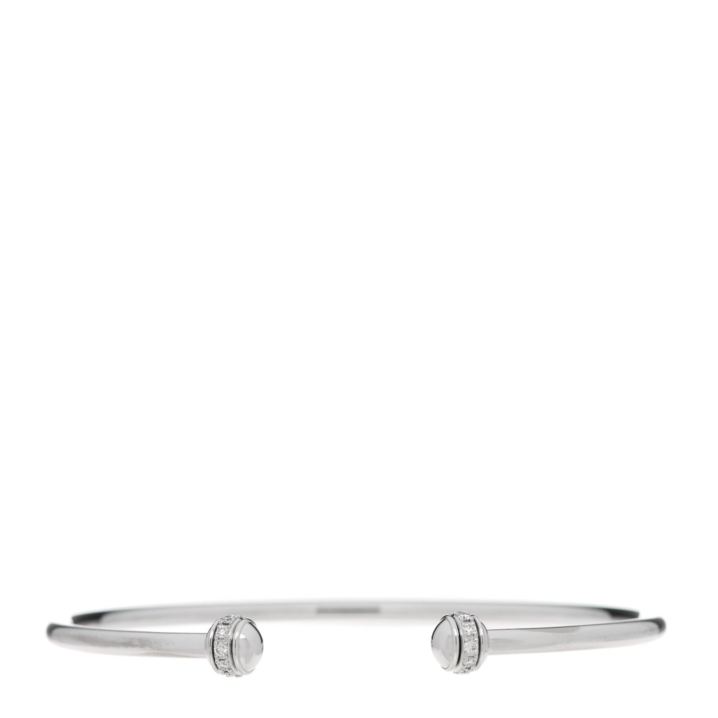 18K White Gold Diamond Thin Possession Open Bangle Bracelet