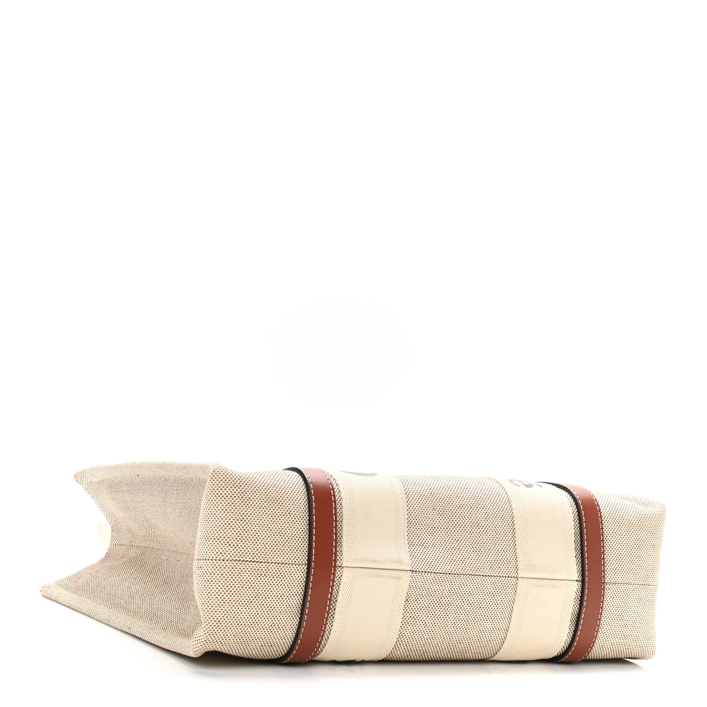 Cotton Calfskin Medium Woody Ribbon Tote White Brown