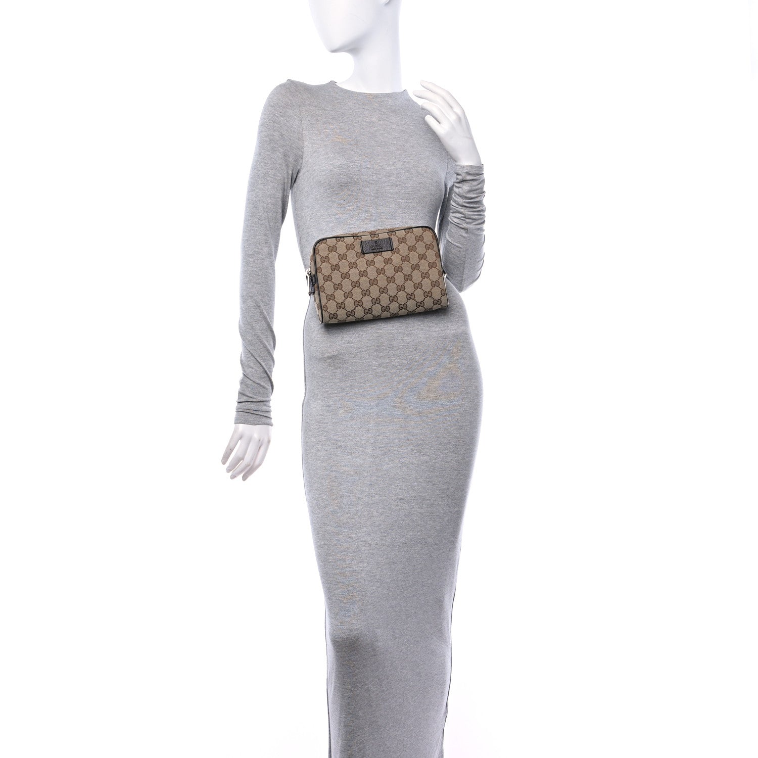 Gucci Monogram Dollar Calfskin Belt Bag Beige Ebony Testa di Moro Marrone Scuro 2 of 11