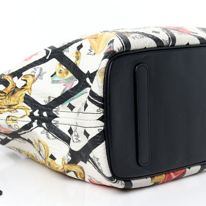 MCM Visetos Calfskin Motif Rombi Lion Printed Reversible Shopper Tote White 13 of 16