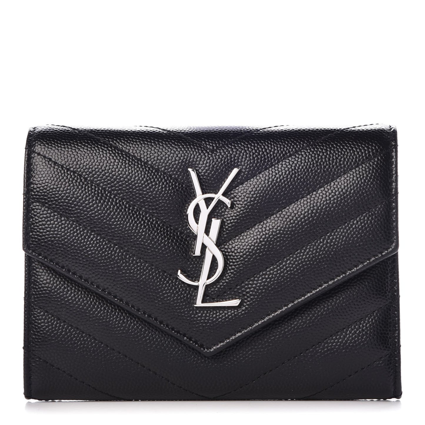 Grain De Poudre Matelasse Chevron Small Monogram Passport Case Black