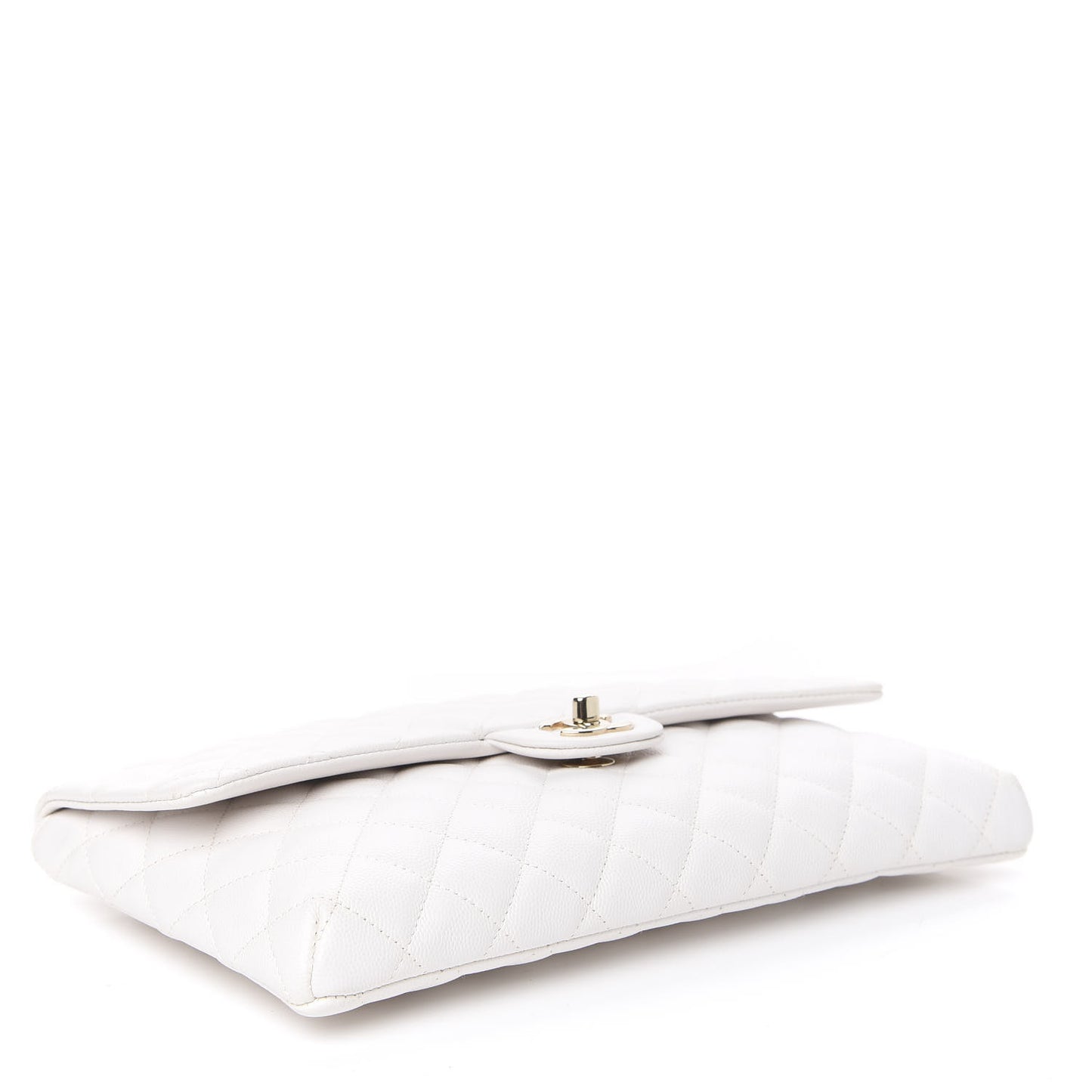 Caviar Quilted Flap Clutch Ivory