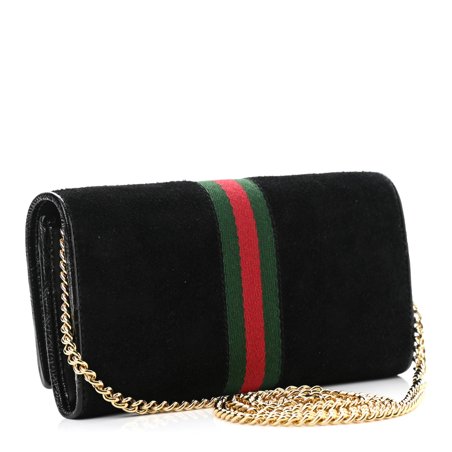 Gucci Suede Patent Web Ophidia Wallet On Chain Black 2 of 10