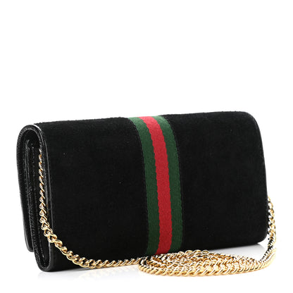 Gucci Suede Patent Web Ophidia Wallet On Chain Black 2 of 10