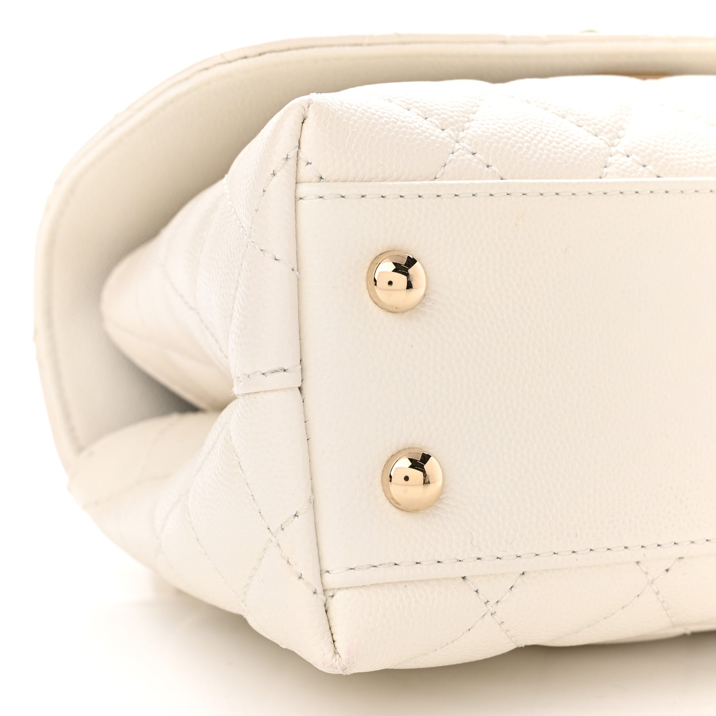 Caviar Quilted Mini Coco Handle Flap White