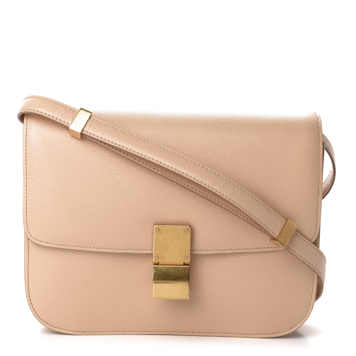 Liege Calfskin Medium Classic Box Flap Bag Nude