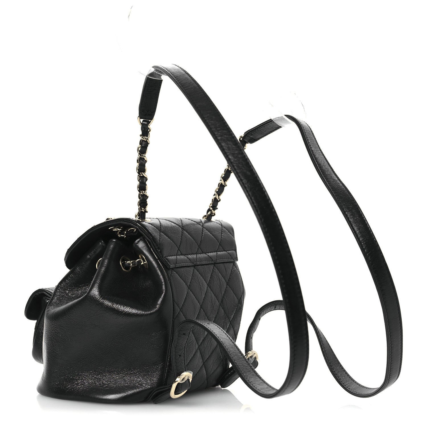 Chanel Lambskin Quilted Small Duma Drawstring Backpack Black 3 of 11