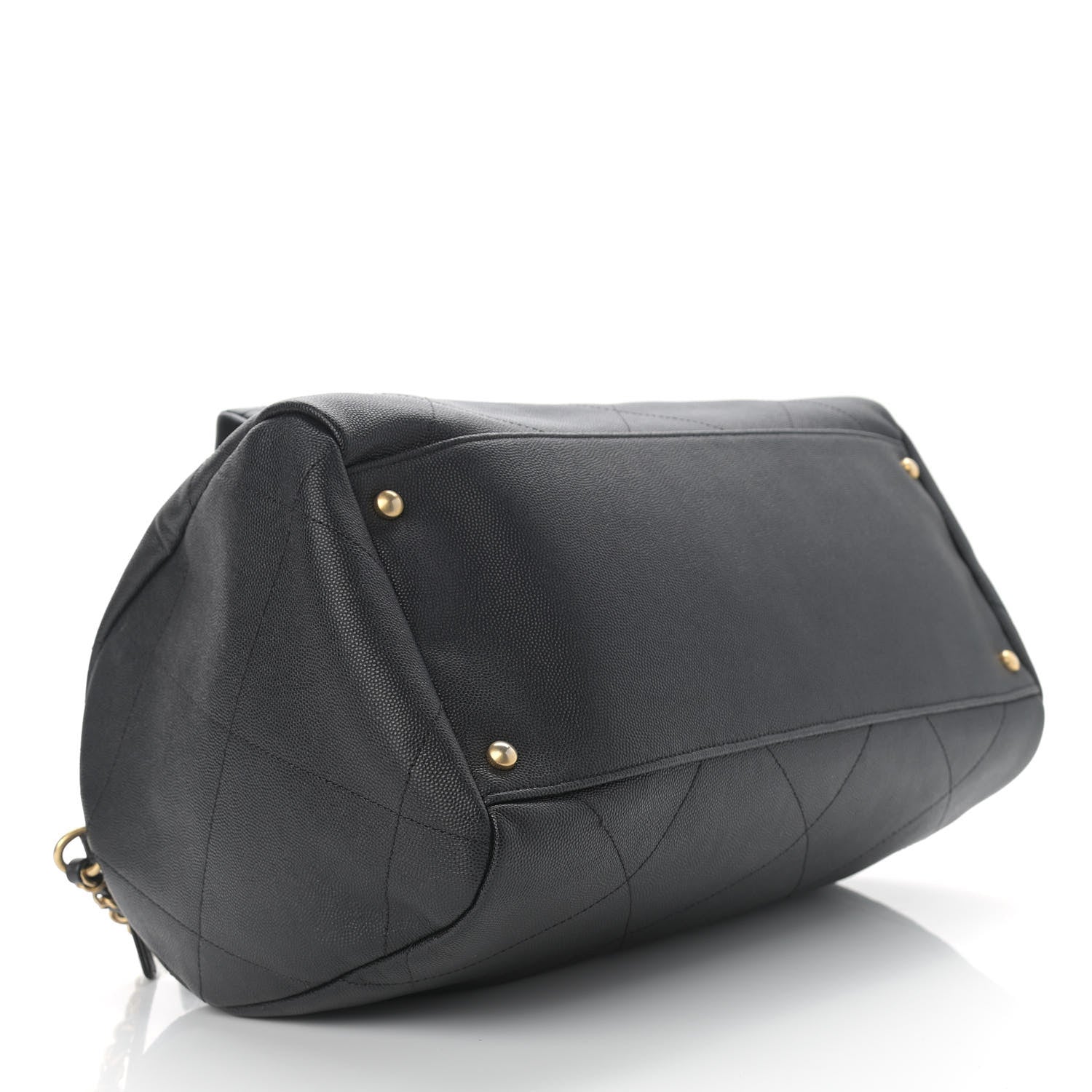 Chanel Grained Calfskin Lambskin Quilted Large Bowling Bag Black 4 of 10