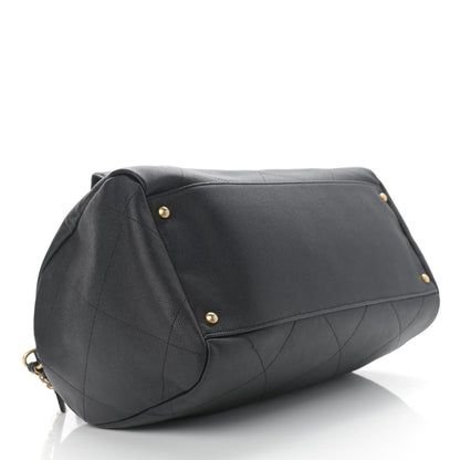 Chanel Grained Calfskin Lambskin Quilted Large Bowling Bag Black 4 of 10