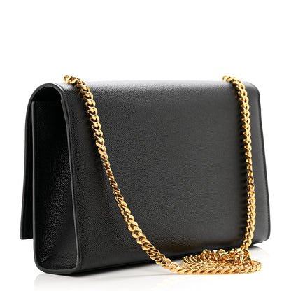 Saint Laurent Grain De Poudre Medium Classic Monogram Kate Satchel Black 3 of 10