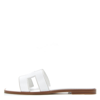 Hermes Box Calfskin Oran Sandals 37 White 1 of 9