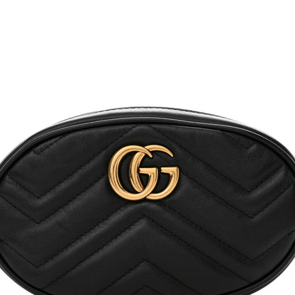 Gucci Calfskin Matelasse GG Marmont Belt Bag 85 34 Black 8 of 14