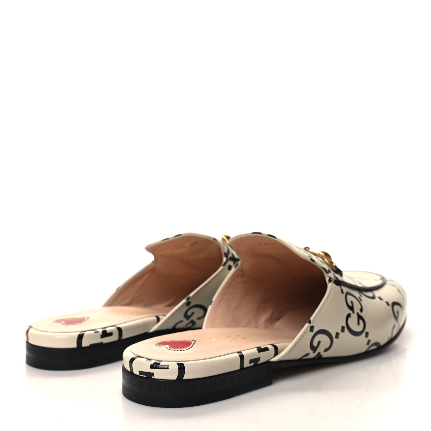 Gucci Azalea Calfskin GG Monogram Bi-Color Debossed Womens Princetown Slippers 40 Mystic White Black 4 of 9