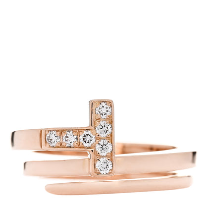 Tiffany 18K Rose Gold Diamond T Square Wrap Ring 47 4 1 of 4