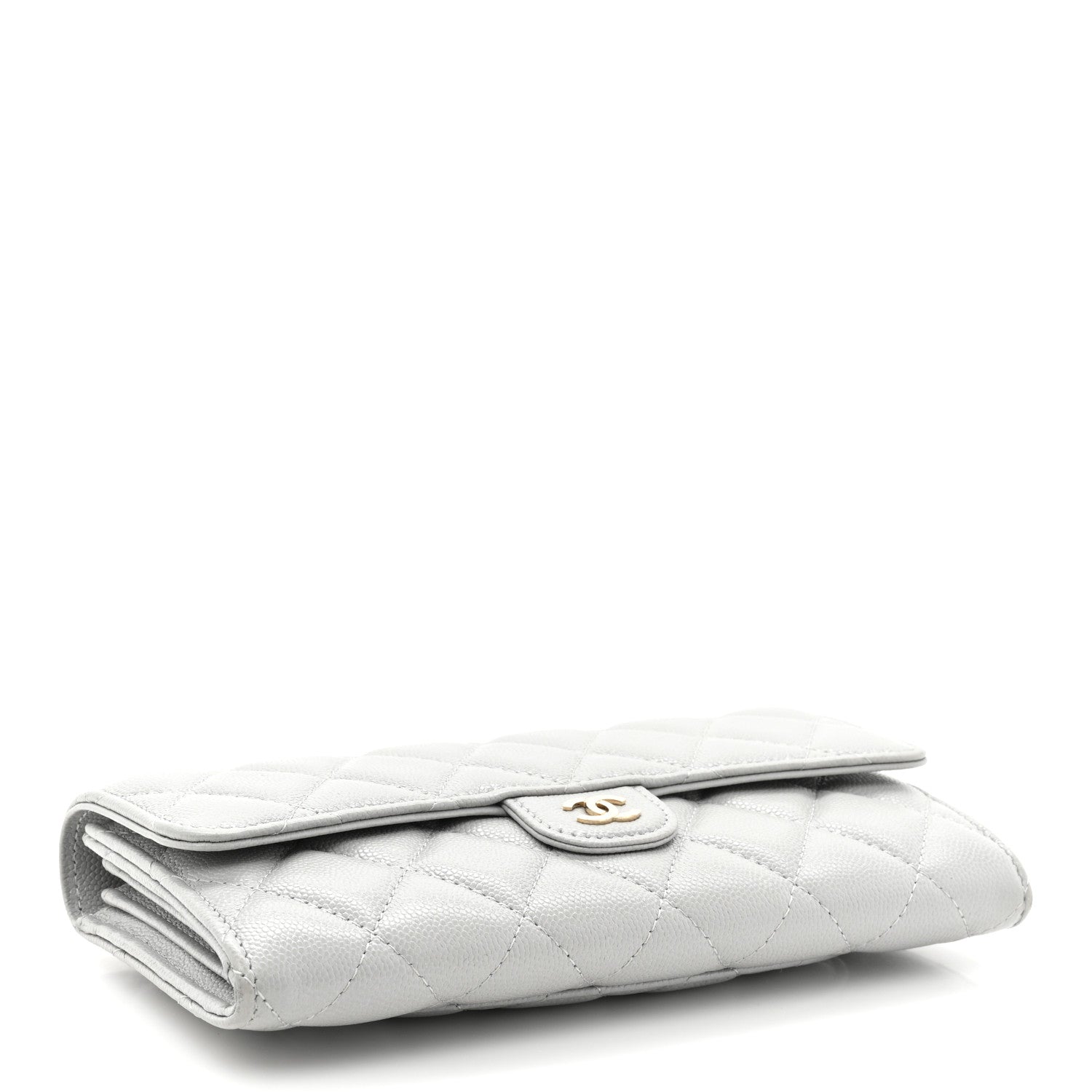 Chanel Caviar Quilted Large Gusset Flap Wallet Grey 4 of 19
