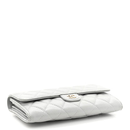 Chanel Caviar Quilted Large Gusset Flap Wallet Grey 4 of 19