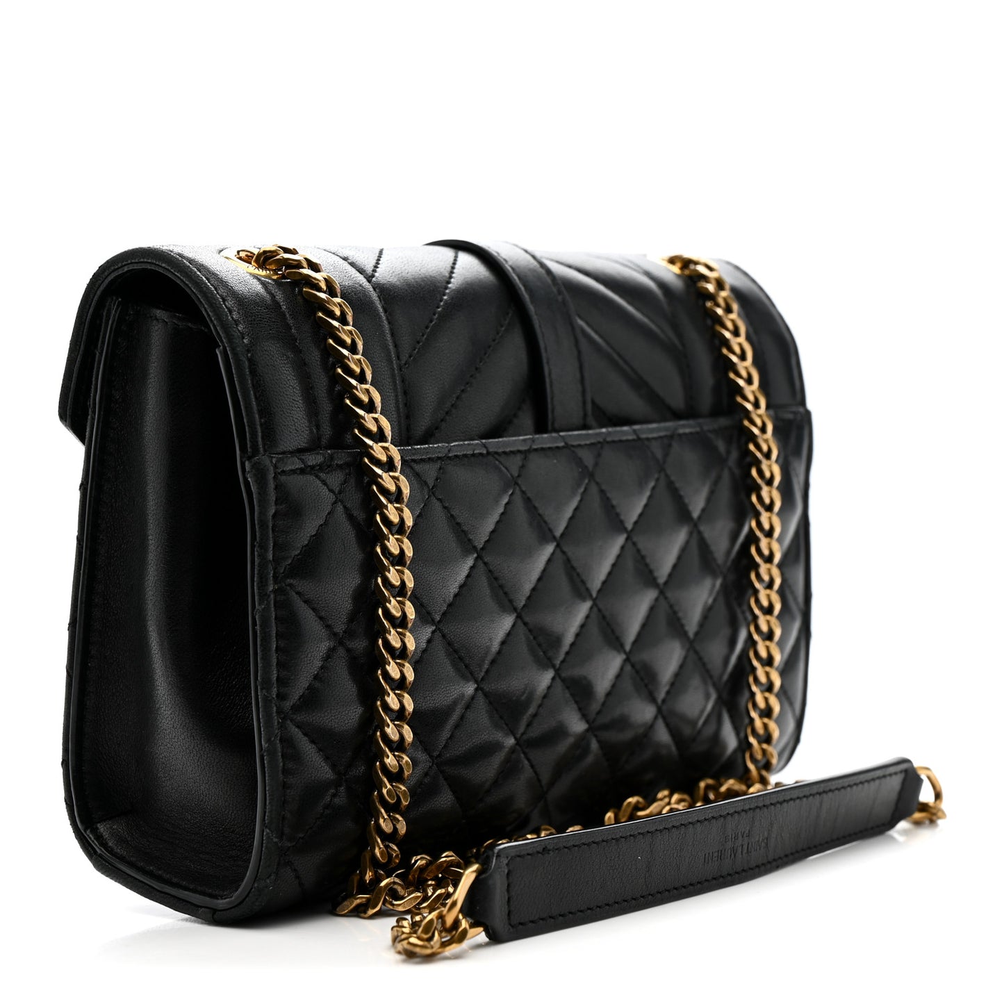 Lambskin Mixed Matelasse Triquilt Small Monogram Satchel Black