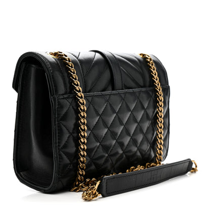 Saint Laurent Lambskin Mixed Matelasse Triquilt Small Monogram Satchel Black 3 of 22