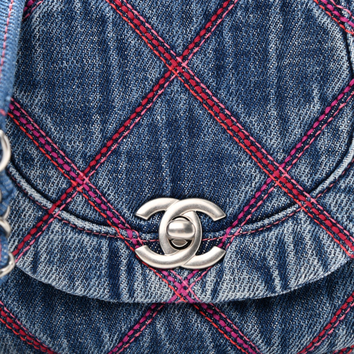 Denim Quilted Mini Coco Beach Messenger Bag Blue
