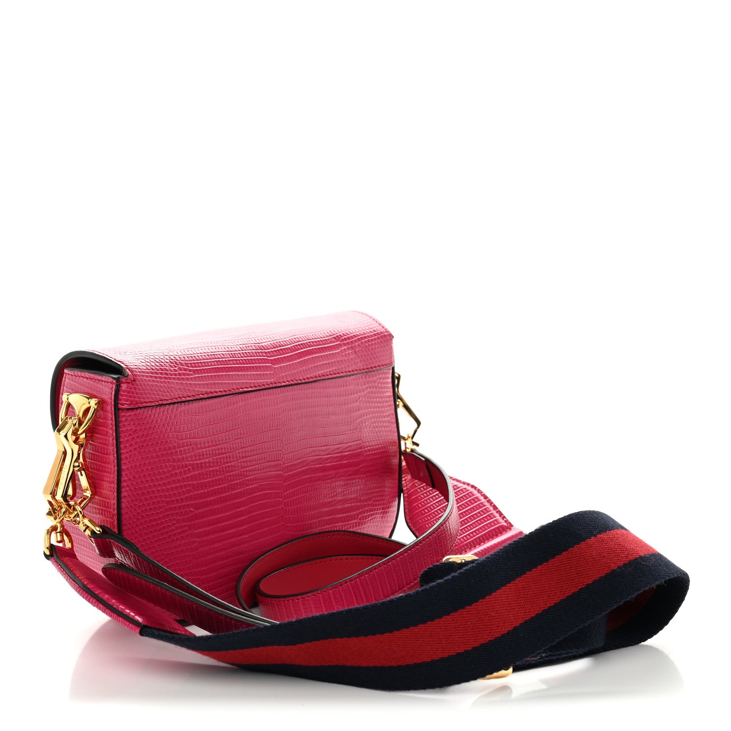 Gucci Lizard Web Mini Horsebit 1955 Shoulder Bag Pink 3 of 11