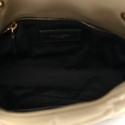 Saint Laurent Canvas Quilted Toy Loulou Puffer Monogram Chain Satchel Cool Beige 5 of 11