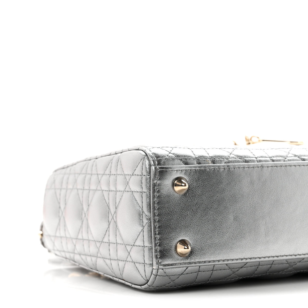 Christian Dior Metallic Lambskin Cannage Small My ABCDior Lady Dior Dark Silver 8 of 10