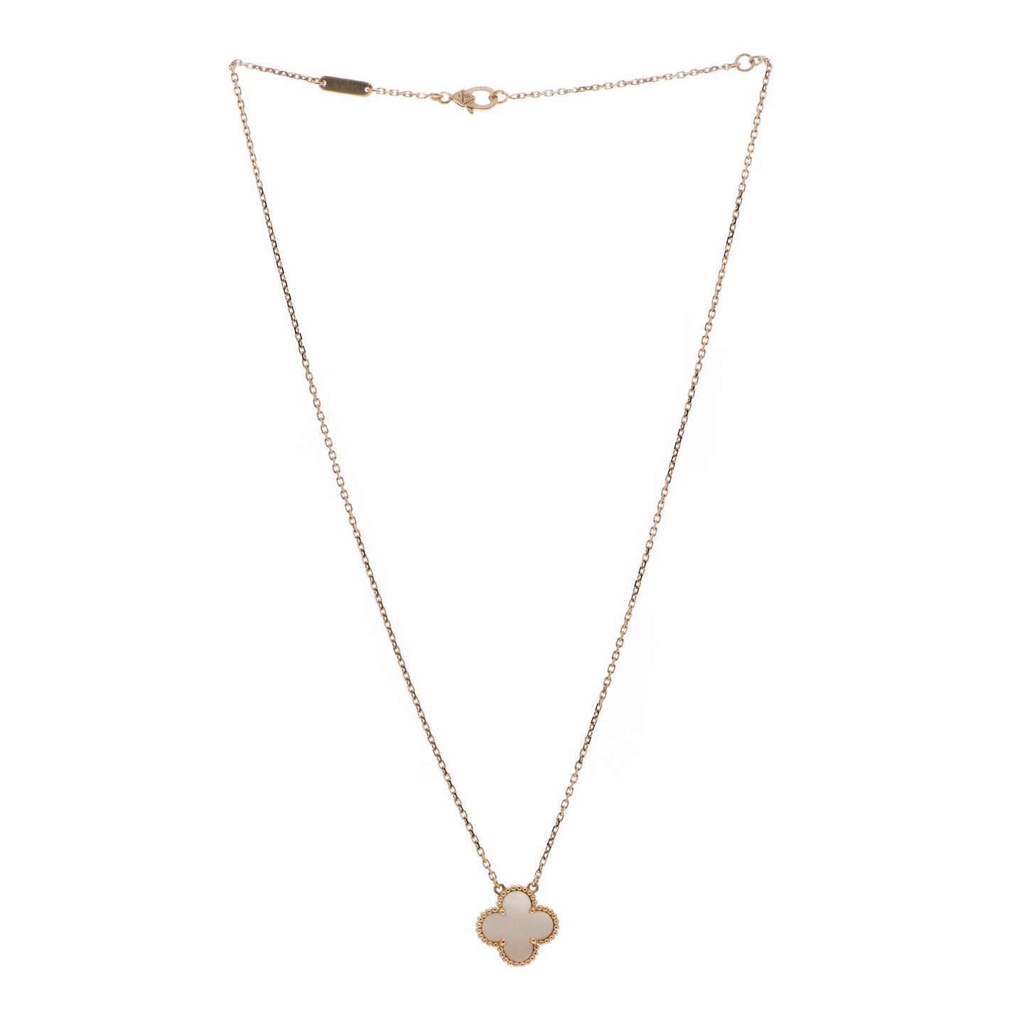18K Yellow Gold Mother of Pearl Vintage Alhambra Pendant Necklace