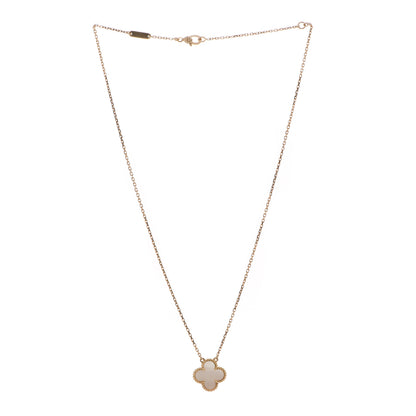 Van Cleef & Arpels 18K Yellow Gold Mother of Pearl Vintage Alhambra Pendant Necklace 3 of 6