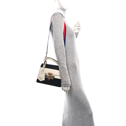 Gucci Calfskin Sylvie Web Small Queen Margaret Top Handle Bag Black White 2 of 10