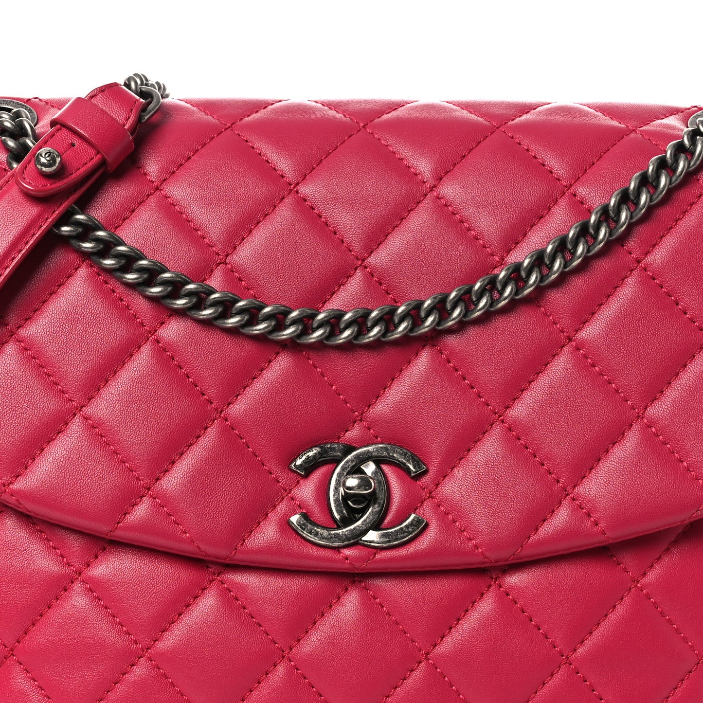 Lambskin Quilted Large Daily Supple Flap Dark Pink