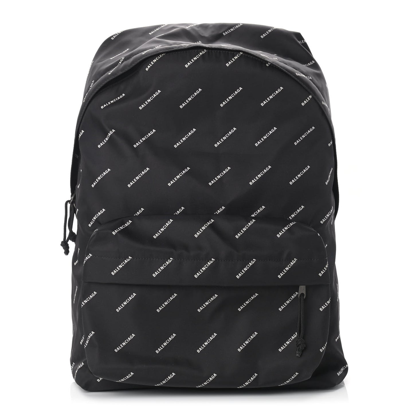 Twill Nylon Allover Logo Print Explorer Backpack Black White