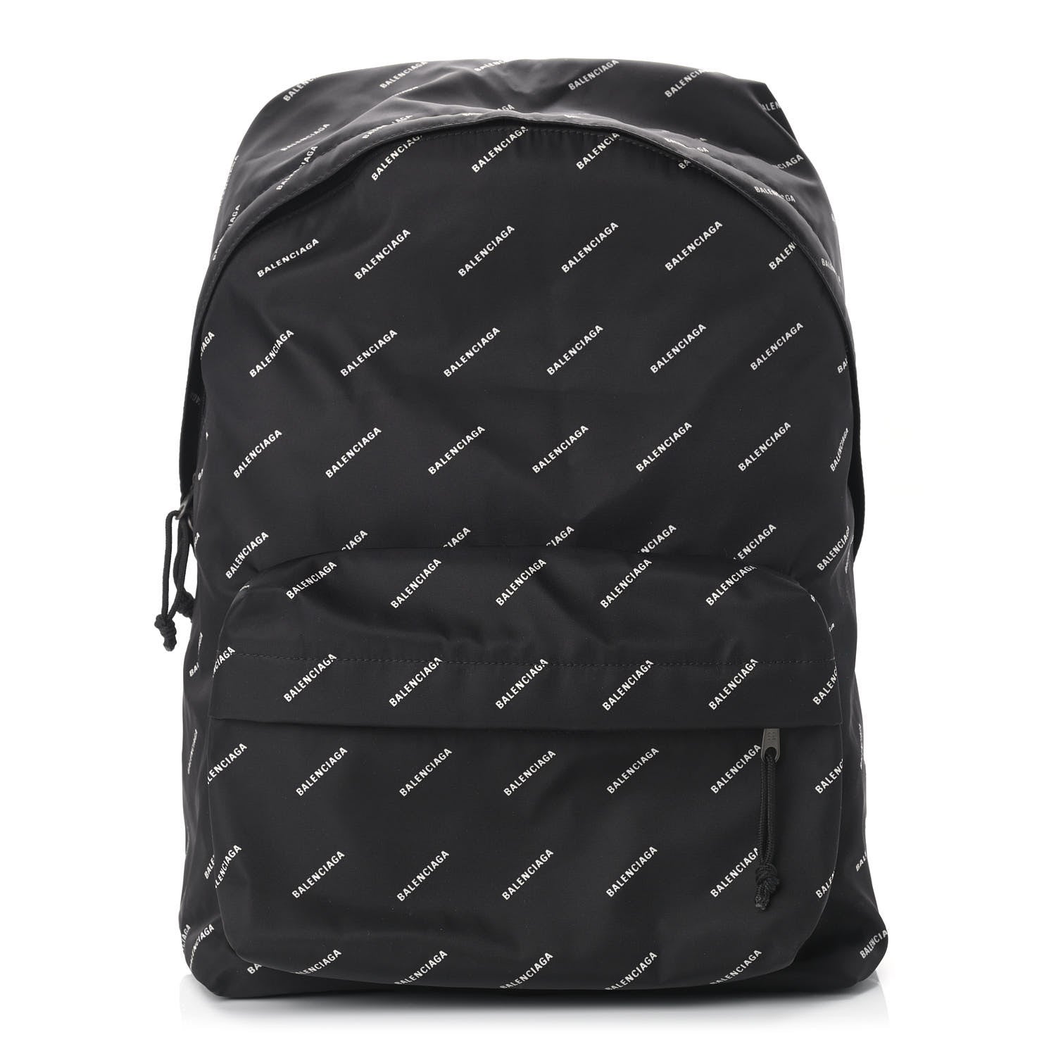 Balenciaga Twill Nylon Allover Logo Print Explorer Backpack Black White 1 of 8